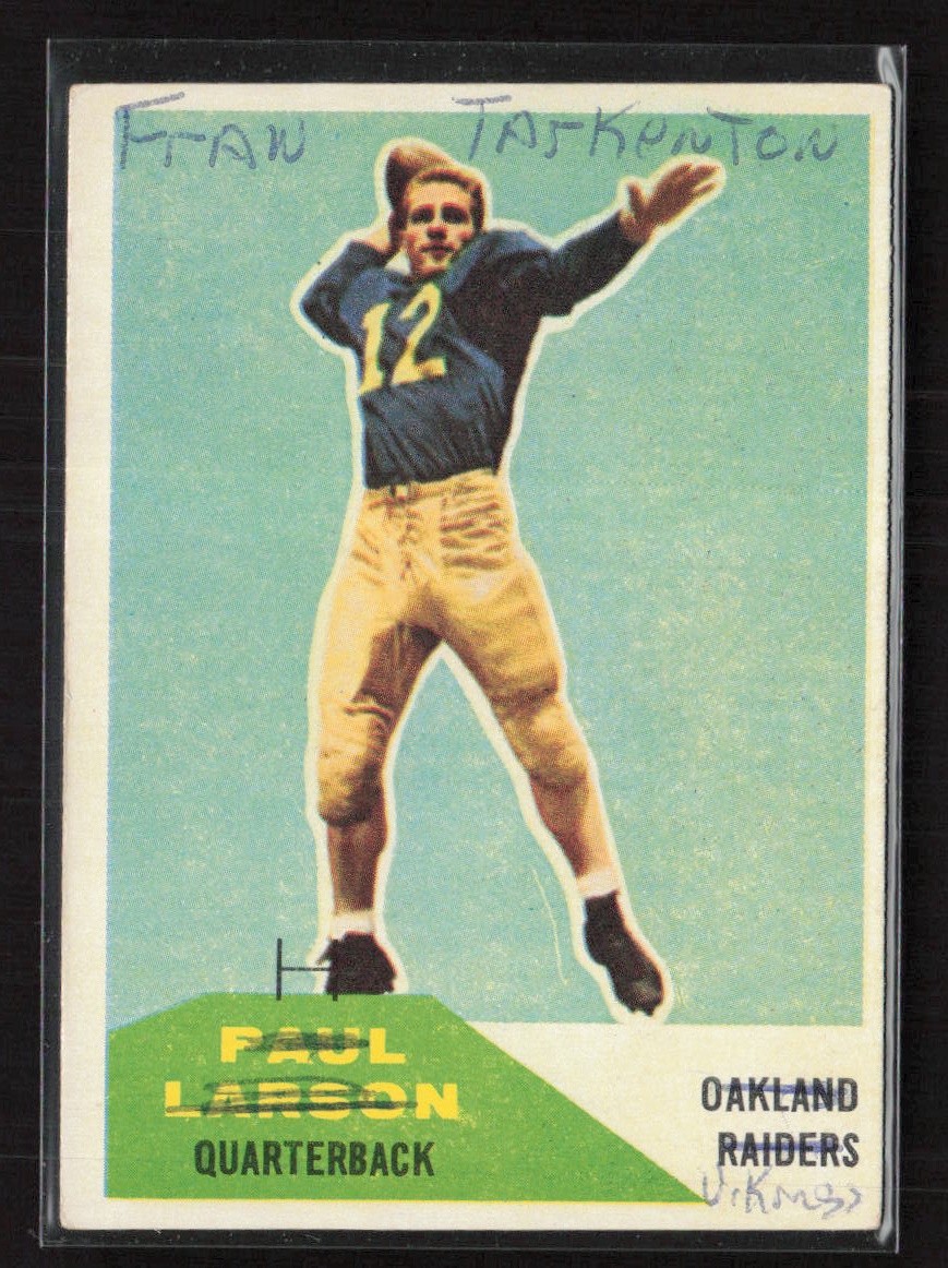 Paul Larson #13 Football Cards 1960 Fleer trading card — raw and PSA graded price guide