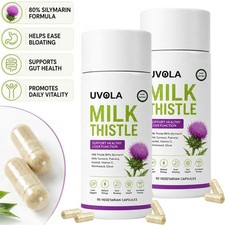 Uvola Milk Thistle Supplement, 80 Silymarin Liver Support Formula,90 Capsules