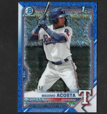 2021 Bowman Chrome Maximo Acosta Blue Shimmer Refractor /150 HR 1st MLB Hit