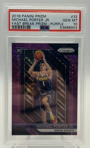 2018-19 Prizm MICHAEL PORTER JR /75 Purple Fast Break RC #32 PSA 10 Cavaliers