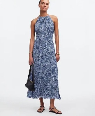 smocked halter midi dress Women's Madewell x Shopbop Smocked Halter Midi Dress in Coral Bloom