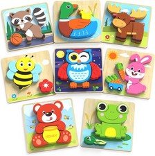 8PCS Wooden Puzzles Animal Puzzles Toys for Toddlers Learning Educational