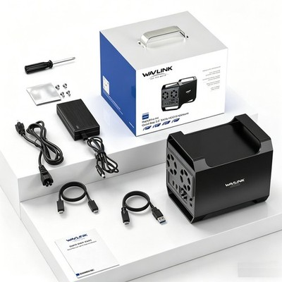 WAVLINK 4-Bay Hard Drive Dock for 3.5''/2.5'' SATA HDD/SSD 4*22TB 4K HDMI Port