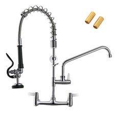 Commercial Sink Faucet with Sprayer, 25" Height 8 Inch Center Pull Down Wall ...