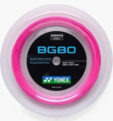 Yonex BG80 Badminton String. 656ft / 200m Reel 068mm. Neon Pink. Brand New - Image 1 of 2