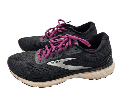 women's Sz 9 Brooks Trace running shoes in a black and wood violet colorway