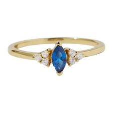 Marquise-Cut Sapphire Ring For Women 925 Sterling Silver September Birthstone