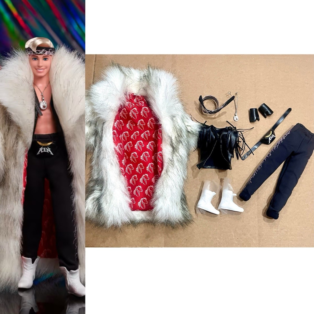 激レアヴィンテージ KENSHO ABEムートンファースキーウェア セットアップ New Complete Ken Outfit Accessories-Mojo Dojo Casa House Barbie