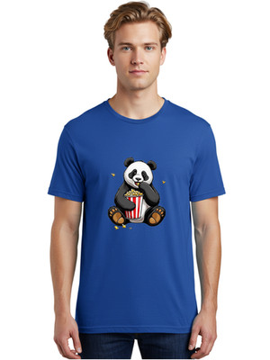 Panda-Eating-Popcorn-1 Mens Graphic Tee, 100% Cotton, Casual Summer Wear