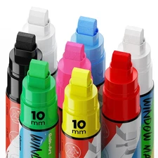 Car Window Markers for Glass Washable, 8 Jumbo Liquid Chalk Pens with 10mm Wi...