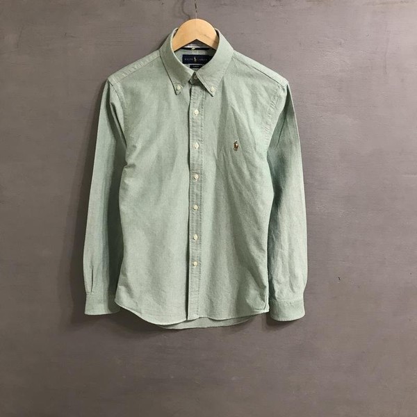 Men Ralph Lauren Shirt Green Cotton 36 / S / 44 #1UST