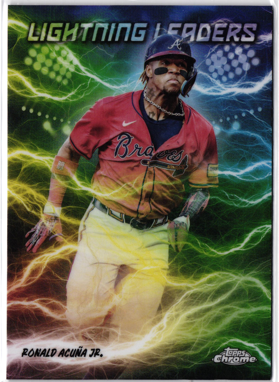 2025 Topps Chrome RONALD ACUNA JR - Lightning Leaders SSP Refractor #Braves