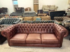 Chesterfield Oxblood Real Leather Three Seater Sofa