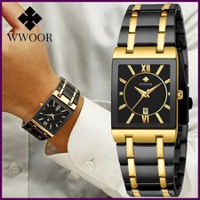 Luxury Gold Bracelet Men's Watches Fashion Square Quartz Wrist Watch
