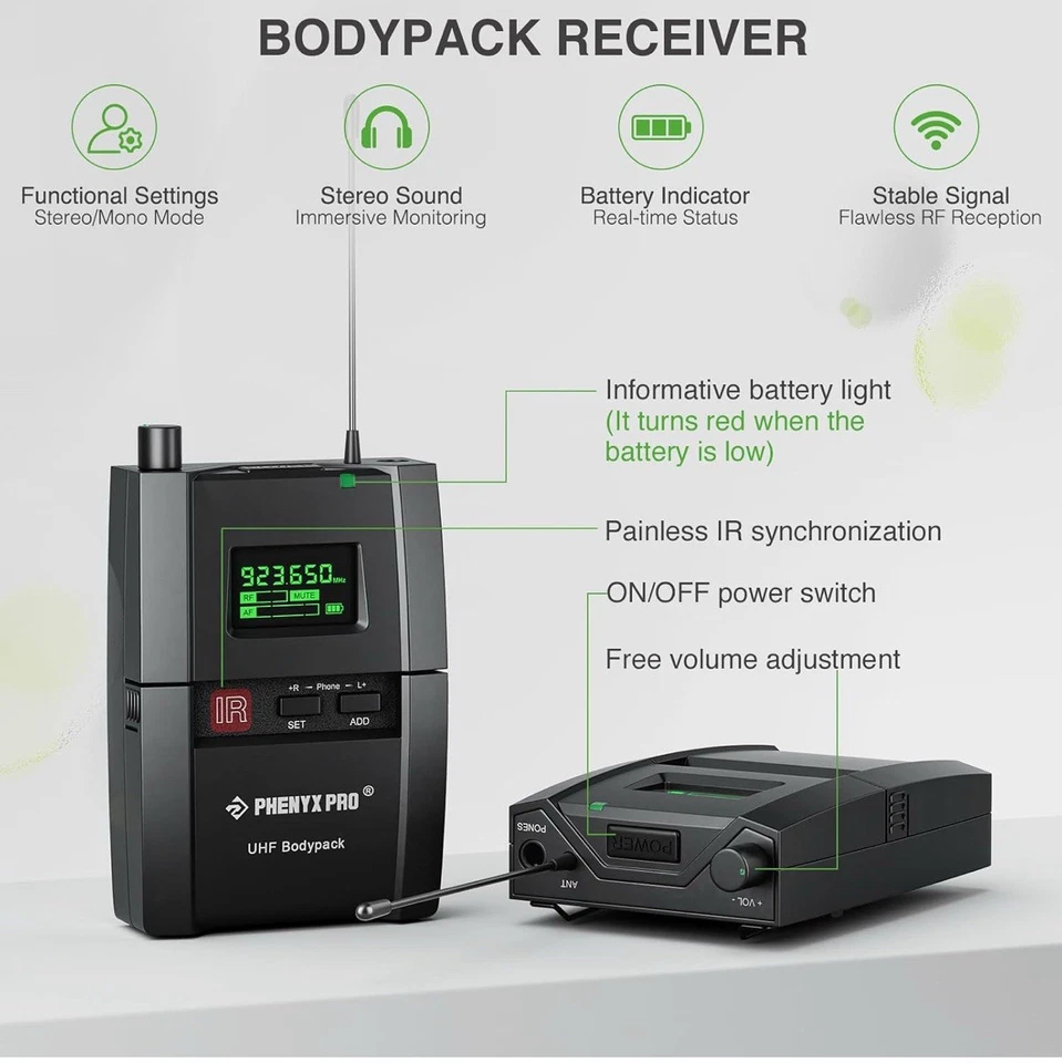 Phenyx Pro UHF Stereo Wireless In Ear Monitor System, Wireless IEM, (PTM-10) - Bild 3 von 4