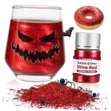 Edible Glitter for Drinks,Food Grade Luster Dust,Baking Shimmer Powder - Red