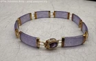 Marked 14k Yellow Gold Jade & Amethyst Rectangular Link Bracelet - 13.9g