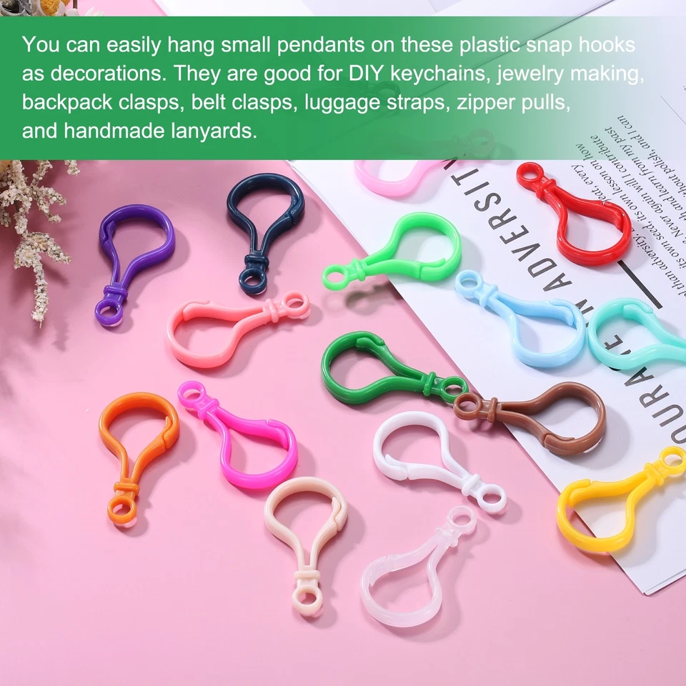 150 Pcs Plastic Lobster Claw Clasps Snap Lanyard Clip Hooks, White Foto 4 de 4