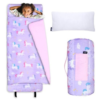 Wildkin Kids Original Nap Mat   Cozy Kids Sleep Mat with Pillow, ideal for