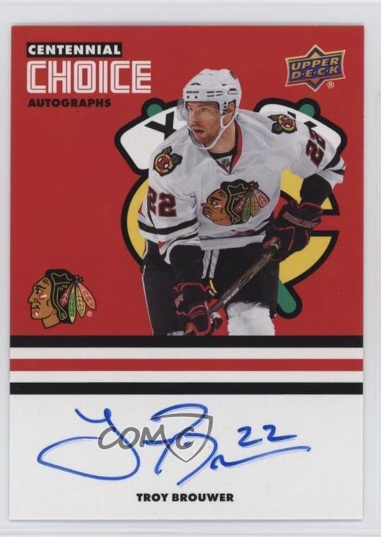 2025-26 Chicago Blackhawks Centennial Choice Signatures Troy Brouwer Auto 0he