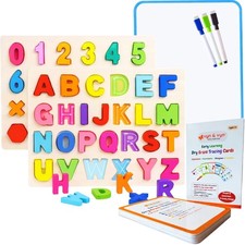 Wooden Puzzles for Toddlers 3-5  Alphabet Number Shape Montessori Learning T...