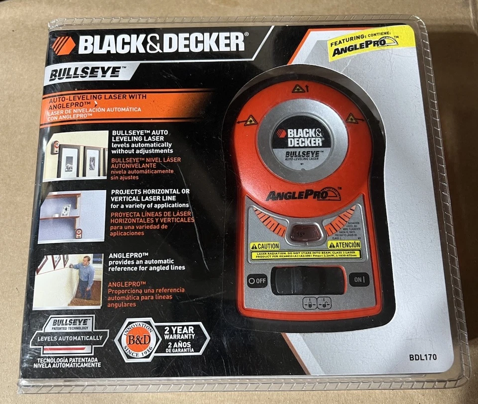 Black+Decker BullsEye BDL170 Self/Auto-Leveling Laser Line Level Tool+Wall Mount - Image 2 of 4