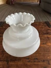 Milk Glass Lamp Shade Vintage Ruffled Edge School Desk Kerosene White