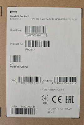 HP Basic Power Distribution Unit G2 6x C19 63A 14,4kVA P9Q51A