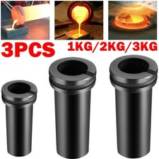 3Pc 1/2/3KG High Purity Graphite Crucible Smelting Tool Melting Crucible Cup USA