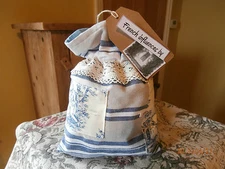 Unique Vintage French Fabric handmade bag with mini bag of French Lavender.