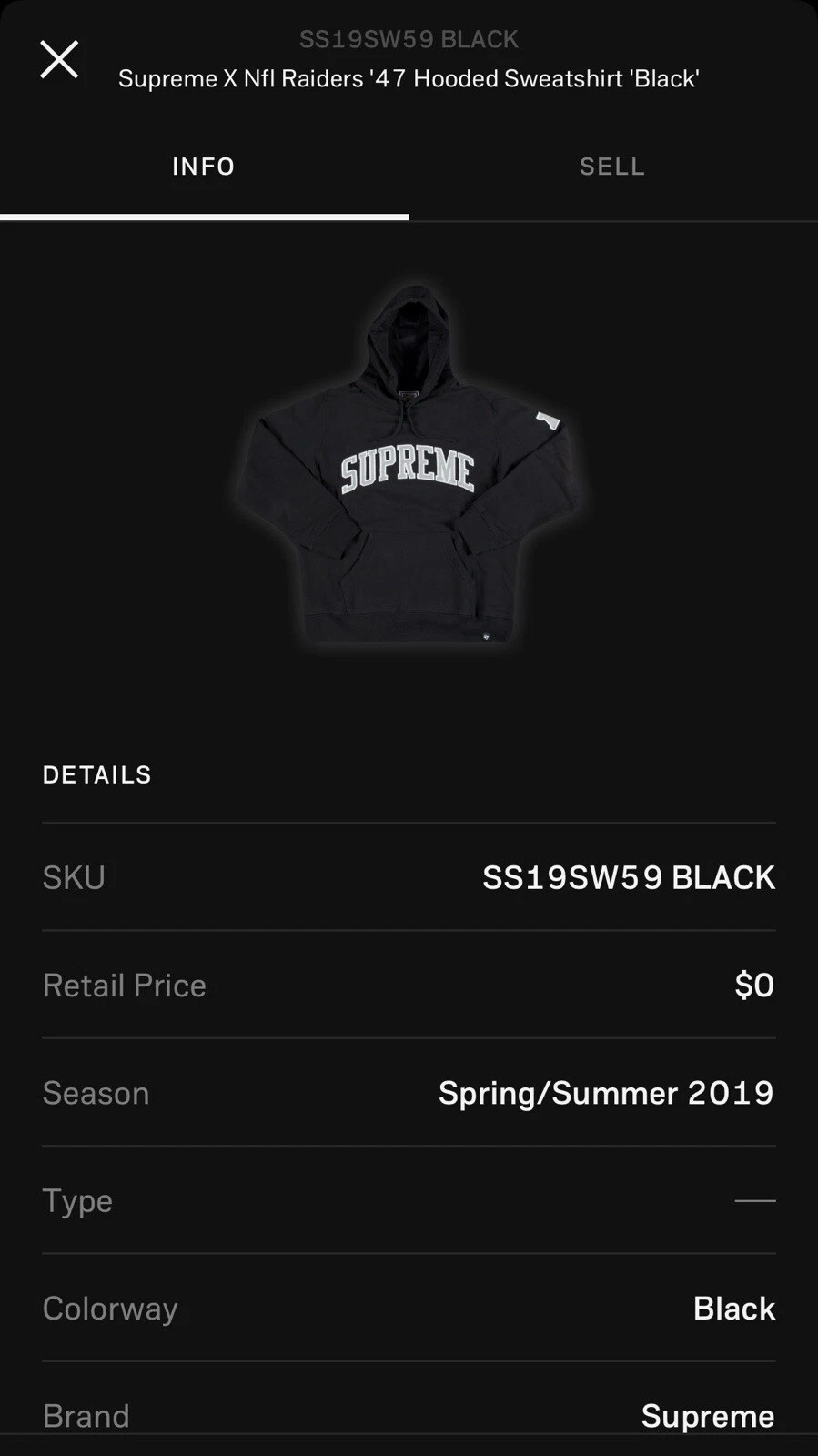 Felpa con cappuccio DS Supreme Raiders 47 XLarge molto rara