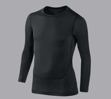 Mens Compression Armour Base Layer Top Long Sleeve Thermal Sports Shirt Black