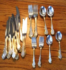 Vintage ONEIDA Ltd. 1881 Rogers Golden Accents ALOUETTE Silverplated Flatware