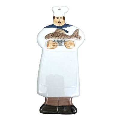 Sigma Tastesetter Les Artisans Ceramic Hanging Plaque Chef with Fish 10.5 in