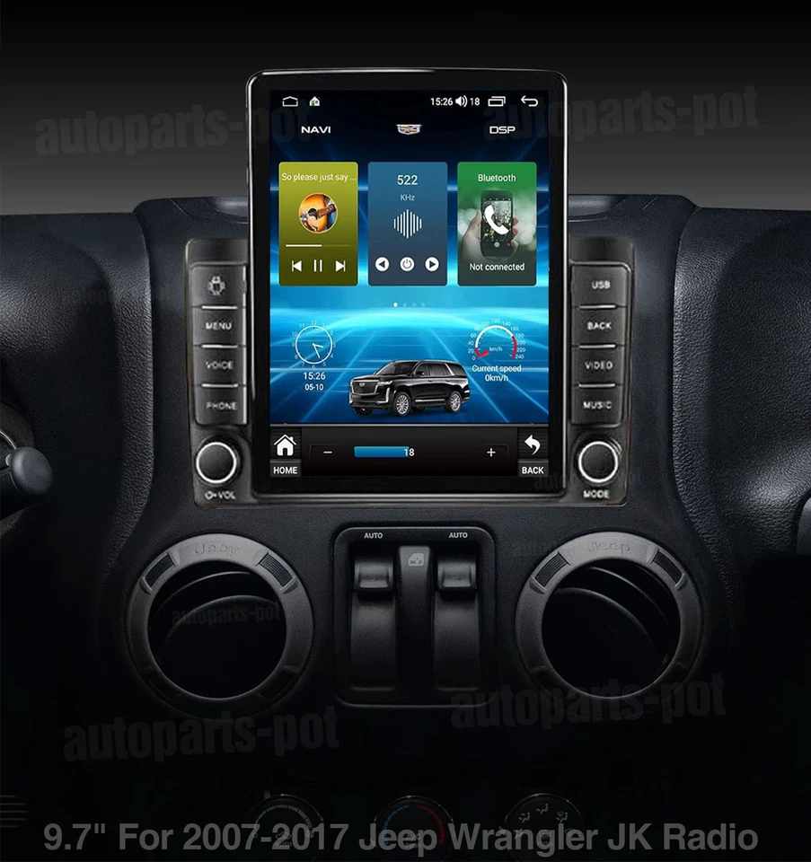 Para Jeep Wrangler JK 2007 2008 2009 2010-2017 Radio Carplay Android 13 BT Estéreo Foto 3 de 4