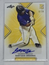 2021 LEAF PERFECT GAME YELLOW SANTIAGO ORDONEZ PAPER RC AUTO # 9/20