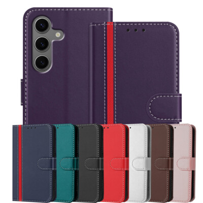 Handy Hülle Cover für Samsung S25 S24 S23 S22 Colorblock Leder Flip Wallet Case