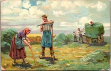 Vintage Postcard 1913 Farmers In Field JO3