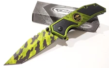 RITE-EDGE Camo Trace Black Green Tanto Spring Open Assisted Folding Pocket Knife