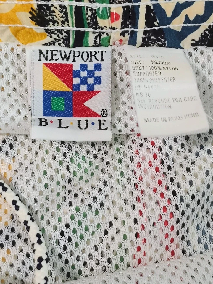 Pantalones Cortos Newport Azul Para Hombre Medianos Años 90 Estampado Malla Forrados Natación Surf Colorido Foto 2 de 4