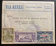 1939 Asuncion Paraguay First Flight cover FFC to Buenos Aires Argentina B