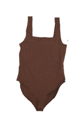 Old Navy Square Neck Tank Top Bodysuit Wide Straps Peppercorn Brown Womens S