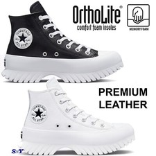 CONVERSE Hombre Chuck Taylor All Star Lugged 2.0 Cuero Parte Superior Alta Negro Blanco NUEVO