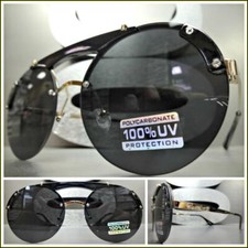 Exaggerated Classic Elegant Vintage Retro Style SUN GLASSES Gold Frame Dark Lens