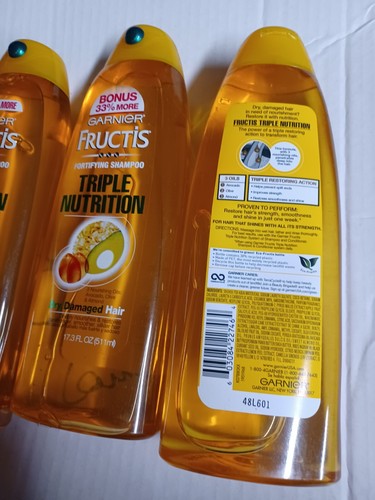 3x Garnier Fructis Triple Nutrition Fortifying Shampoo For Dry Damaged Hair 17.3 - Picture 2 of 2
