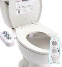Toilet Seat Bidet with Self Cleaning Dual Nozzle, Hot and Cold Water Spray No...