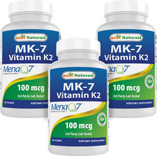3 Pack Best Naturals MK-7 100 mcg 60 Vcaps