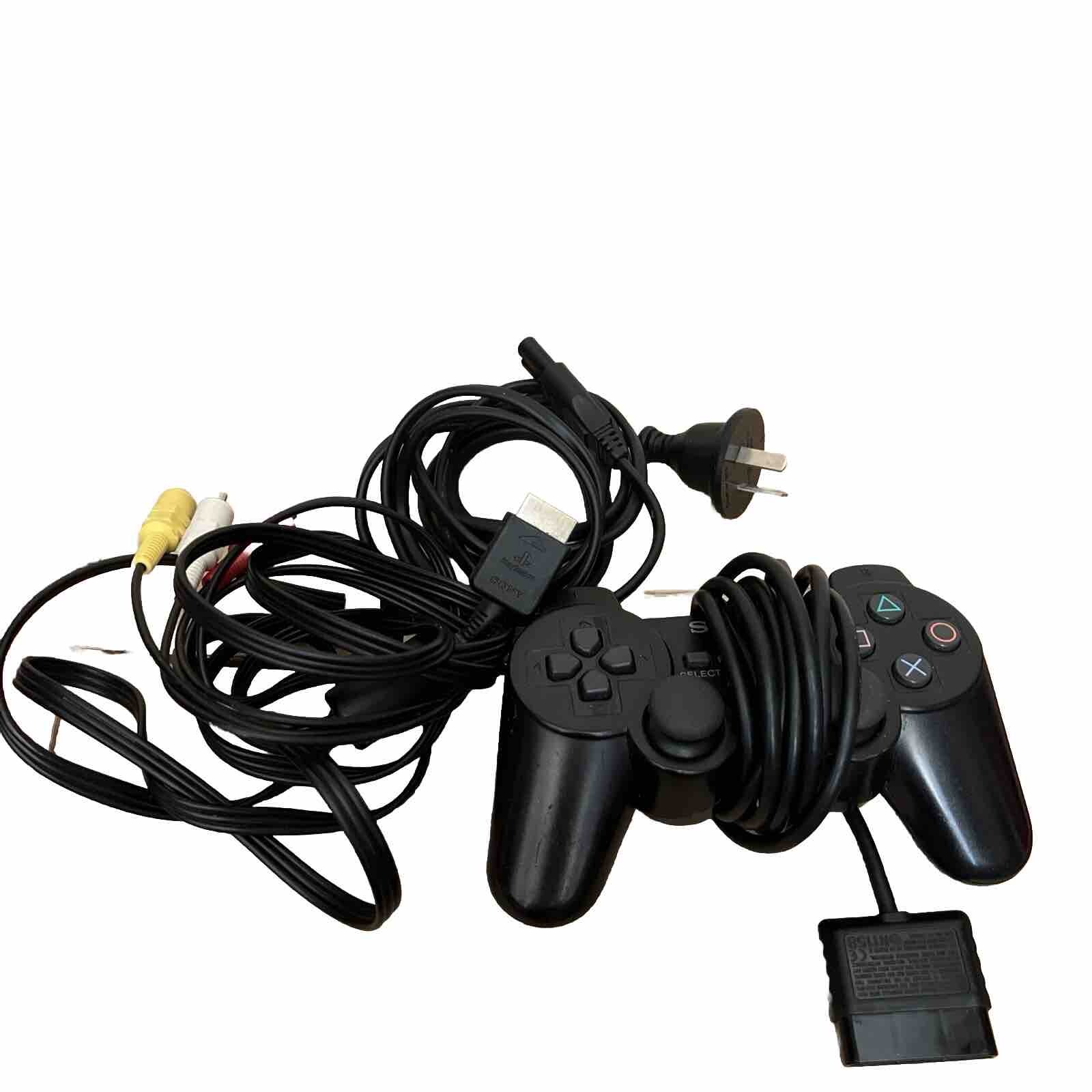 Sony PlayStation 2 Console Black Fat PS2 1 Controller & Cables PAL