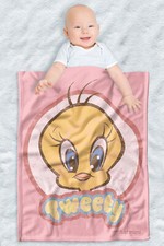 Looney Tunes Soft Fleece Baby Blanket, Cozy Crib Throw 30"x40" Retro Tweety