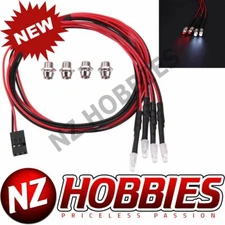 NZ HOBBIES 4 LED Lights Kit 2 White 2 Red 1/10 1/8 for Traxxas HSP Redcat RC4WD